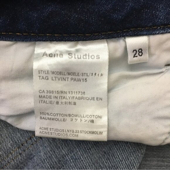 ACNE Studios Dark Wash Distressed Raw Hem Cropped Jeans - Picture 8 of 8